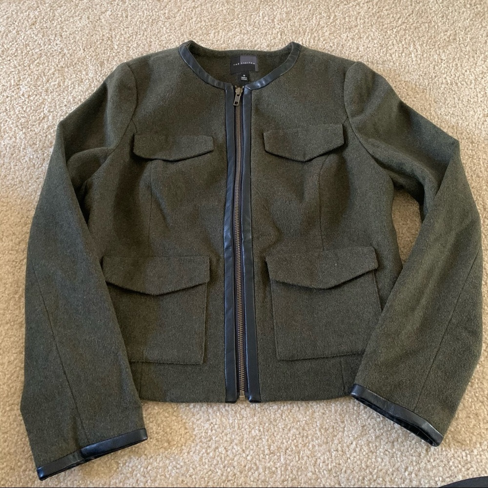 The Limited Olive Green Black Trim Blazer with Zipper Size Medium